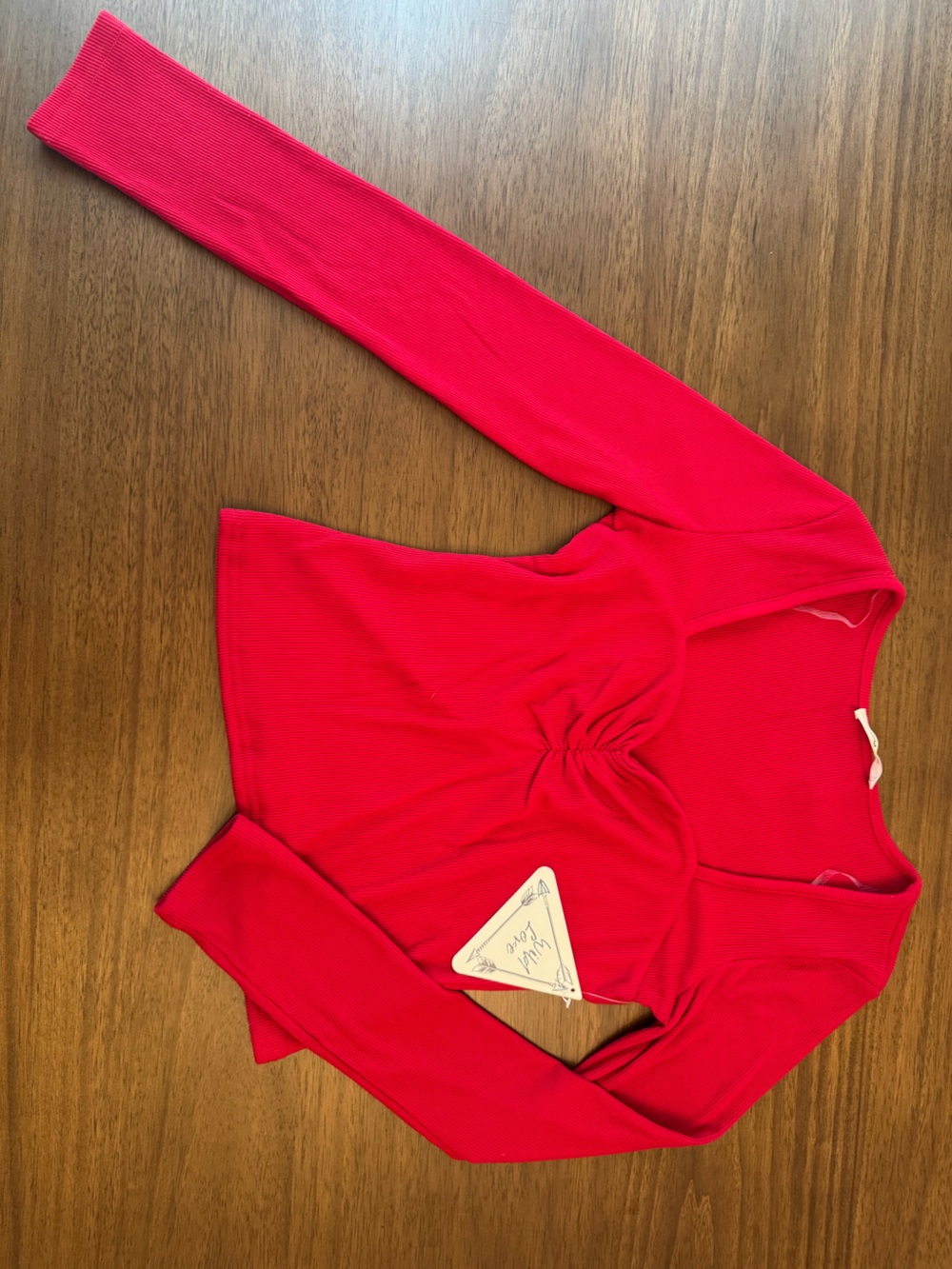 Red Ruched Rib Long-Sleeve Top - Wild Love
